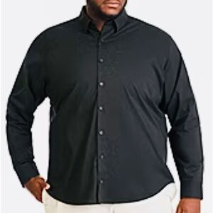 🔥NWOT Claiborne men’s button down dress shirt black size small heavy cotton